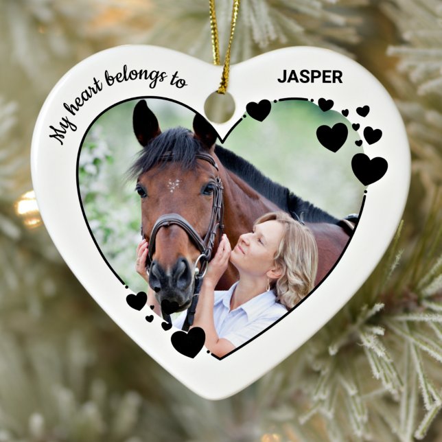 My Hearts Belongs To Personalized Pet Horse Photo Ceramic Ornament (Creator Uploaded)