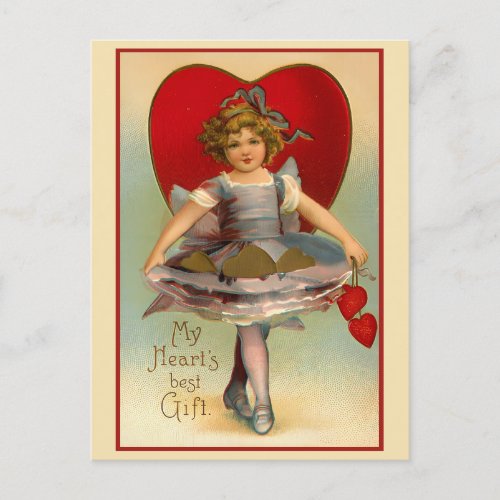 My Hearts Best Gift Vintage Victorian Valentine Holiday Postcard