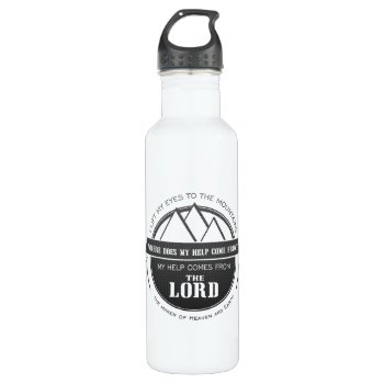 My Help Comes From The Lord  Mountain Logo Verse Stainless Steel Water Bottle by LightinthePath at Zazzle