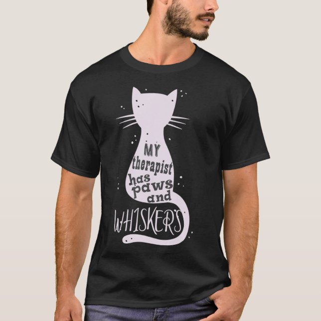 My Herapist Has Paws And Whisker Cat Kitten Mom  W T-Shirt (Front)