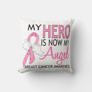 My Here Is Now My Angel Breast Cancer Throw Pillow