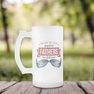 My Hero Happy Father's Day Frosted Glass Beer Mug