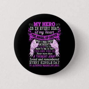 My Hero Is Heart Angel Thought Alzheimer's Warrior Button