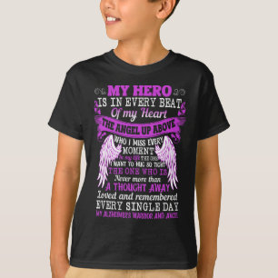 My Hero Is Heart Angel Thought Alzheimer's Warrior T-Shirt