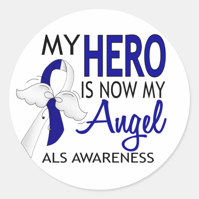 My Hero Is My Angel ALS Classic Round Sticker (Front)