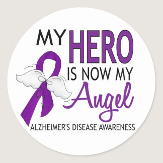 My Hero Is My Angel Alzheimer's Disease Classic Round Sticker