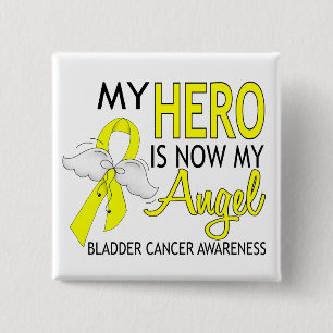 My Hero Is My Angel Bladder Cancer Pinback Button