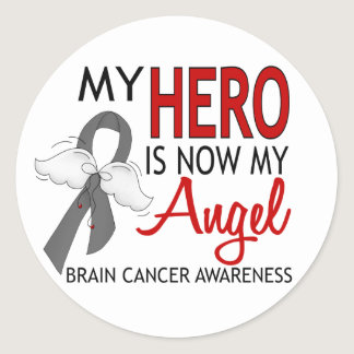 My Hero Is My Angel Brain Cancer Classic Round Sticker