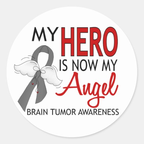 My Hero Is My Angel Brain Tumor Classic Round Sticker