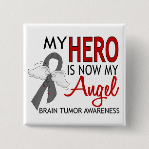 My Hero Is My Angel Brain Tumor Pinback Button