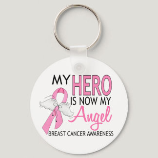 My Hero Is My Angel Breast Cancer Keychain