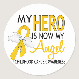 My Hero Is My Angel Childhood Cancer Classic Round Sticker