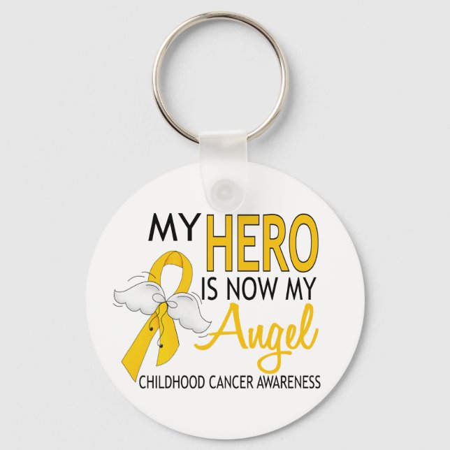 My Hero Is My Angel Childhood Cancer Keychain (Front)