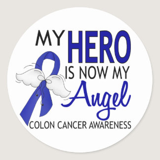 My Hero Is My Angel Colon Cancer Classic Round Sticker