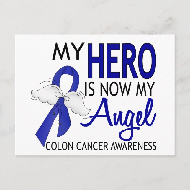 My Hero Is My Angel Colon Cancer Postcard (Front)