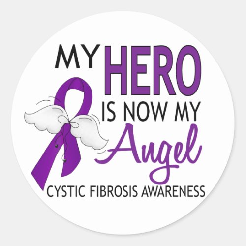 My Hero Is My Angel Cystic Fibrosis Classic Round Sticker