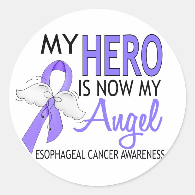 My Hero Is My Angel Esophageal Cancer Classic Round Sticker (Front)