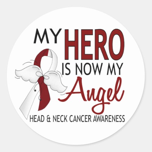 My Hero Is My Angel Head And Neck Cancer Classic Round Sticker