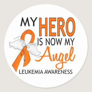 My Hero Is My Angel Leukemia Classic Round Sticker
