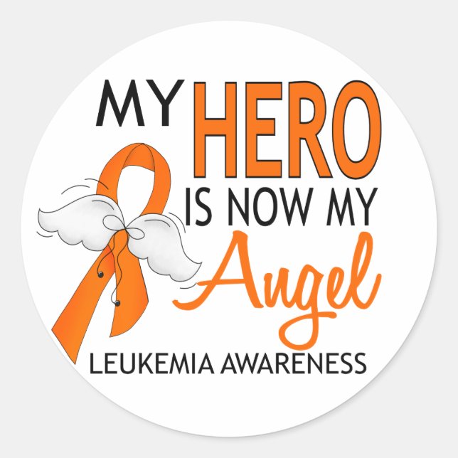 My Hero Is My Angel Leukemia Classic Round Sticker (Front)