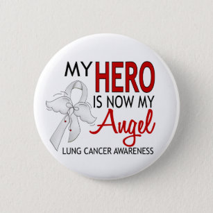 My Hero Is My Angel Lung Cancer Pinback Button