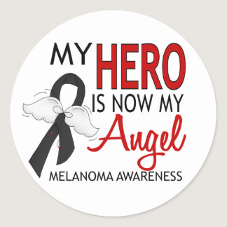 My Hero Is My Angel Melanoma Classic Round Sticker