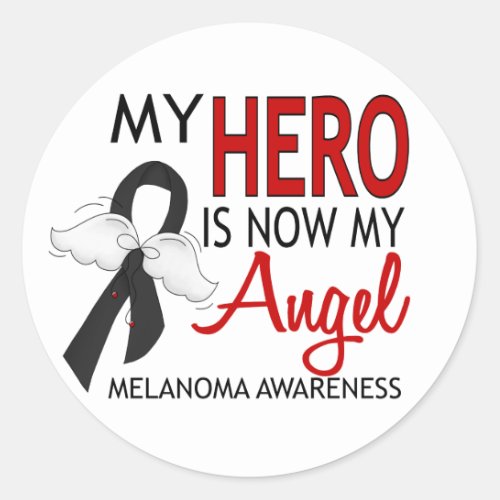 My Hero Is My Angel Melanoma Classic Round Sticker