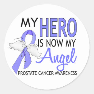 My Hero Is My Angel Prostate Cancer Classic Round Sticker