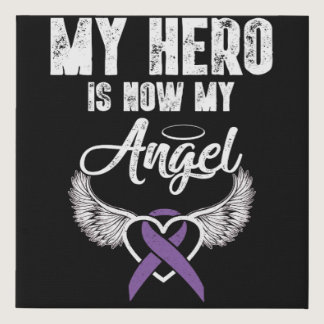 My Hero Is Now My Angel Alzheimer Awareness Faux Canvas Print