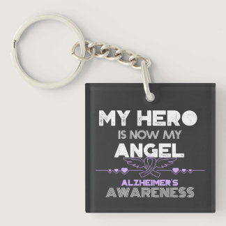 My Hero Is Now My Angel - Alzheimer's Awareness Keychain