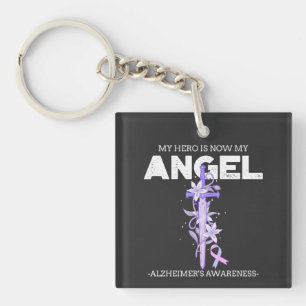My Hero Is Now My Angel - Alzheimer's Awareness Keychain