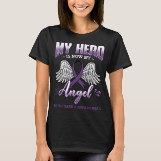 My Hero Is Now My Angel Alzheimer's Purple Dementi T-Shirt