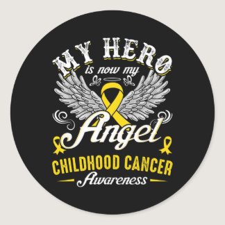 My Hero Is Now My Angel Childhood Cancer Awareness Classic Round Sticker