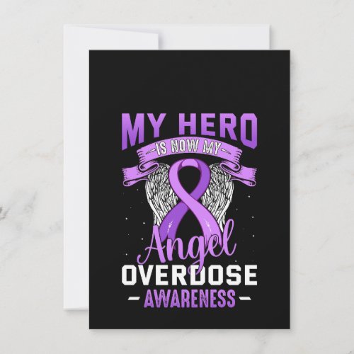 My Hero is Now My Angel Overdose Awareness Support Note Card