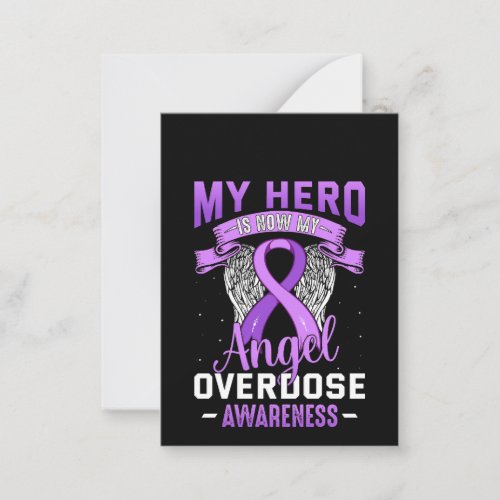 My Hero is Now My Angel Overdose Awareness Support Note Card