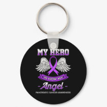 My Hero Is Now My Angel Pancreatic Cancer Awarenes Keychain