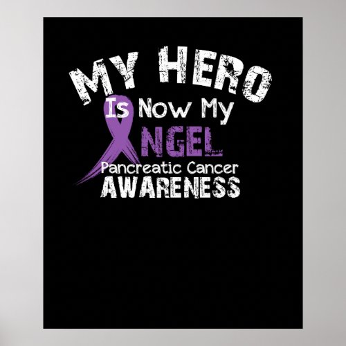 My Hero Is Now My Angel Pancreatic Cancer Awarenes Poster