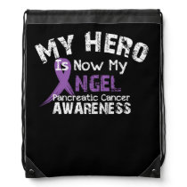 My Hero Is Now My Angel Pancreatic Cancer Drawstring Bag
