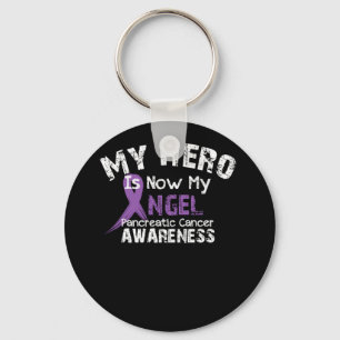 My Hero Is Now My Angel Pancreatic Cancer Keychain