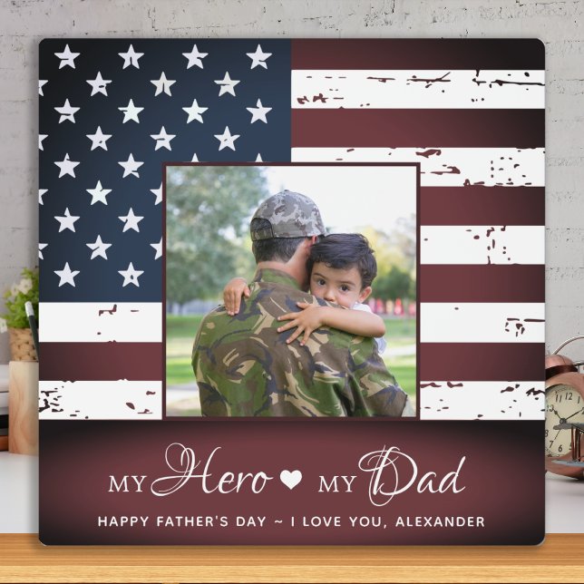 My Hero My Dad Army Military Personalized Photo Plaque (Creator Uploaded)
