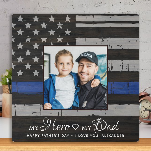 My Hero My Dad Police Officer Fathers Day Photo Plaque (Creator Uploaded)