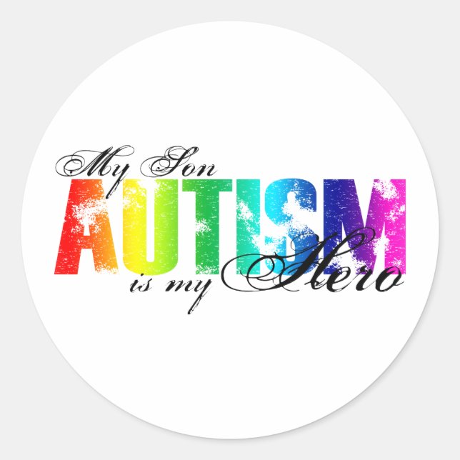 My Hero  My Son - Autism Classic Round Sticker (Front)