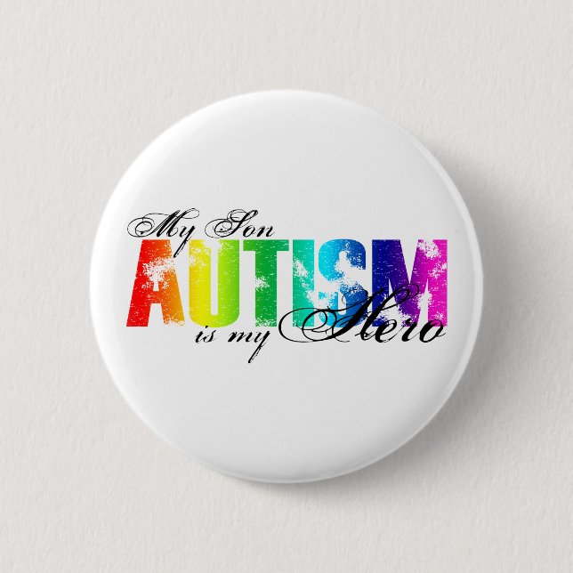My Hero  My Son - Autism Pinback Button (Front)