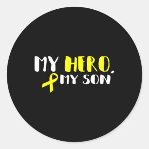 My Hero My Son - Gold Ribbon Childhood Cancer Awar Classic Round Sticker