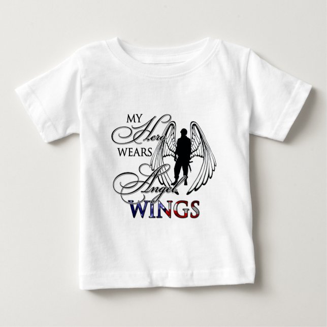 My Hero Wears Angel Wings Baby T-Shirt (Front)