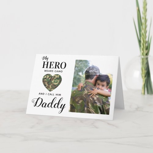 My Hero Wears Camo Military Dad Fathers Day Photo Card
