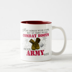My Hero wears Combat Boots - Army Wife Two-Tone Coffee Mug
