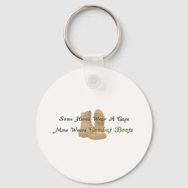 My Hero Wears Combat Boots Keychain (Front)