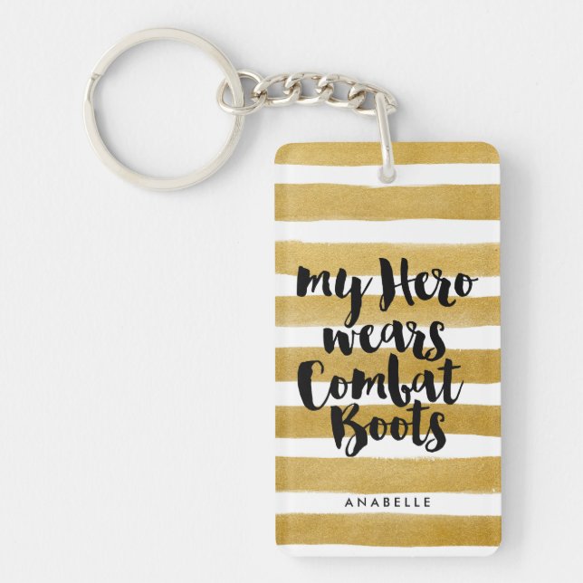 My Hero Wears Combat Boots Keychain (Front)