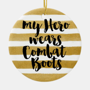 My Hero Wears Combat Boots - Photo Ceramic Ornament